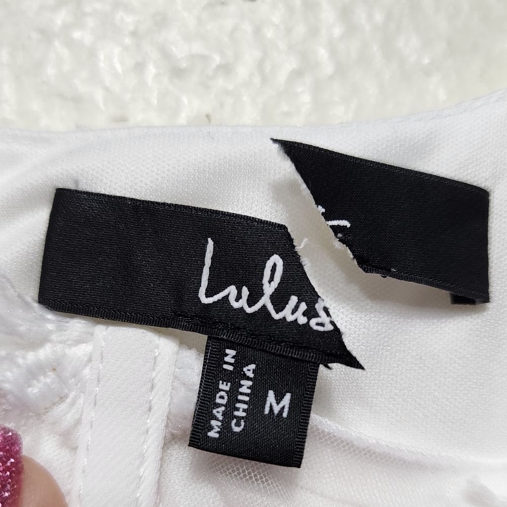 Lulus Truly Profound White Mesh 3D Floral Embroidered Bustier Jumpsuit M Wedding - Picture 10 of 10